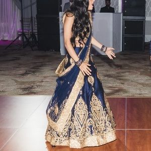 Gold and navy wedding lengha worn only once